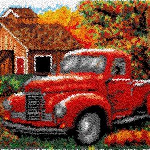 Rug Making Latch Hooking Kit | Vintage Truck (81x61cm printed canvas)